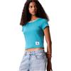 Calvin Klein Donna T-Shirt Maniche Corte Woven Label Rib Baby Tee con Scollo Rotondo, Turchese (Tuscan Teal), M