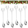 Riisoyu 6 pezzi Cucchiaini da Caffe di Natale, Cucchiaio da Dessert in Acciaio Inossidabile Cucchiaio da Caffe Alce creativo per Mescolare il Caffè da Dessert Decorazione Tavola Festa, Argento