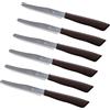 Tredoni 6 Coltelli da Cucina - 11cm Acciaio Inossidabile Italiano Coltello Posate da Verdure/Bistecca/Tavola Seghettato, Punta Arrotondata (Marrone)