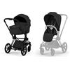 CYBEX Priam Comfort Sepia Black 2in1 Con Navicella Richiudibile-Passeggino con Telaio Matt Black