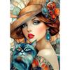 MEIYUDA DIY Diamond Painting Kit Signora retrò, 5D Pittura Diamante Painting Kit, Diamond Painting Ricamo a Punto Croce Diamond Painting Artigianale Per La Decorazione Della Parete Di Casa 30x40cm