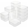 QWORK® 12 Pezzi Scatole plastica con coperchio, Contenitori rettangolari per perline, gioielli e articoli artigianali - 95 x 95 x 35 mm