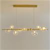 Pilanp Lampadario lineare Creativo Lampadario Nordico G9 LED per Interni Lampadario di Vetro a Globo per Sala da Pranzo Ufficio Bar Isola di Cucina 8 luci 43.3in Luce a Sospensione