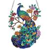 MEIYUDA 5D Diamond Painting Pendente Kit Completo Pavone, Fiore Pittura Diamante per Bambini Acchiappaluce, Fai-da-te Diamond Painting DIY Strass Ricamo a Punto Croce Decorazione per Casa