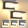 Mille Lucciole 2 Pezzi Applique da Parete Esterno LED 24W 3 Colori Regolabile Lampada da Parete Esterni IP65 Impermeabile Lampade Muro Nero Rettangolo Alluminio Per Cortili Giardini Portici Parchi Balconi