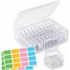 FESSOSKO Set di 30 Scatole Piccole e 1 Grande Contenitore Trasparente con 160 Etichette Impermeabili, Organizer in Plastica per Perline, Gioielli, Strass e Piccoli Oggetti, Scatoline Impilabili per Fai da Te