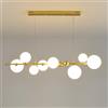 Pilanp Lampadario lineare Creativo Lampadario Nordico G9 LED per Interni Lampadario di Vetro a Globo per Sala da Pranzo Ufficio Bar Isola di Cucina 8 luci 43.3in Luce a Sospensione