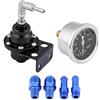 EBTOOLS Kit Regolatore Pressione Carburante Regolabile Universal Car 160psi Regolabile 1: 1 Kit Regolatore Pressione Carburante Kit Indicatore Olio Alluminio(nero)