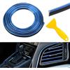 TOEECY Striscia Decorativa Auto 10m Modanatura Flessibile Cromo Rosso Profilo Adesivo Rivestimento Interno Cruscotto Bocchette Aria