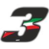 4R Quattroerre.it - 13163 - Numero Gara 3 Adesivo per Moto, Bianco, 6,5 x 8,5 cm