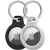 Belkin Portachiavi per Apple AirTag (2 pezzi), Custodia con Anello Porta per AirTag, Antigraffio, Design Aperto, Bordi Rialzati per Uso con Chiavi, Animali Domestici, Bagagli, Nero e Bianco
