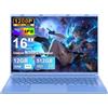 NOTODD PC Portatile Laptop 16 Pollici Portatile Celeron N5095 (fino a 2.9Ghz), Win 11 Notebook 12+512GB 1TB SSD Espansione丨Ventola di Raffreddamento丨Supporto 5G WIFI丨1920 * 1200 2K Schermo Doppio- Blu