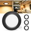 Laiebri Set di 3 Faretti LED da Incasso per Mobili 12V, 3000K Caldo 3.5W 330LM Alluminio Faretto da Incasso Dimmerabili, IP44 Faretti LED Soffitto Foro 55-58mm per Camper Barca, Nero