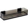 WENKO Vacuum-Loc® Quadro - Vassoio da bagno in plastica con supporto in acciaio inox, 38,5 x 8,5 x 14,5 cm, colore: Nero