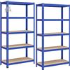 Set 2 Scaffali Metallo 5 Ripiani Garage Magazzino 1750kg 180x90x40cm Blu GLR040Q