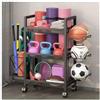 Generic Scaffale da palestra a 3 strati con ganci, rack per pesi per palestra domestica, rack multifunzione per manubri, tappetino da yoga e cestino con rullo in schiuma