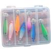 ZMdooreasy Esche a forma di calamaro da 5,5 cm, con ganci per ombrello, per la pesca di polpi, kit di esche per gamberetti in PVC, verde, rosa, blu