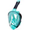 PETSOLA Maschera Subacquea Integrale Snorkeling Maschera Viso Intero Occhiali Immersione Boccaglio a Secco Lenti PC Trasparenti Silicone Morbido Design, Nero E Blu, L