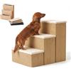 Relaxdays scaletta per cani pieghevole, 3 gradini con vano, HxLxP 48x40x54 cm, tessuto, per letto/divano, beige