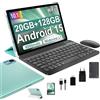 fezawio Tablet 10 Pollici Android 15, 20GB RAM + 128 ROM, Octa-Core, Widevine L1, WiFi 5G, BT5.0, 8MP/5MP, 6000mAh, con Tastiera, Mouse e Custodia - Verde
