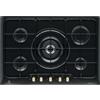 Electrolux Piano Cottura 5 Fuochi a gas da Incasso (1 Bruciatore Wok Tripla Corona ) Larghezza 75 cm colore Nero - PN750RUV Serie Rustico
