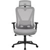 Yaheetech Poltrona da Ufficio Bloccabile Ergonomica Lombare Grigia Chiara | Poggiatesta Braccioli Regolabile Schienale Reclinabile Bloccabile tra 90° e 130° in Rete Traspirante a Ruote Girevole