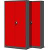 Jan Nowak Set di 2 Armadio da Ufficio C001 Archivio per Officina in Metallo Verniciato a polvere Chiudibile 195 cm x 90 cm x 40 cm (Antracite-Rosso)