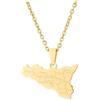 CLSSLVVBN Collana con mappa personalizzata realizzata in acciaio inossidabile per un tocco Per unico ed elegante. Mappa della Sicilia adatta per molteplici occasioni, oro