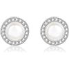 Candyfancy Orecchini di perle in argento 925 con perle d'acqua dolce e zirconi coltivati con perle d'acqua dolce, Argento Zirconia cubica, Zirconia cubica