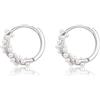 Candyfancy Orecchini a cerchio in argento 925 con perle per donna, Argento Zirconia cubica, Zirconia cubica