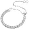 IMINI Anello a catena da tennis per donne e ragazze, in argento Sterling 925, con strass brillanti e zirconia cubica, anello eternity regolabile con pendente a sfera, anello per promessa di