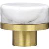 Qianly Pomelli per Mobile Diametro Di 3,05 Cm, Manopole per Cassetti in Ottone E Marmo, Design a Foro Singolo, Per Mobili Da Cucina, Credenze, Comodini E Cassetti, Bianco