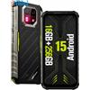 telefono indistruttibile Smartphone Android 15, 16GB RAM+256GB ROM/512GB TF, 6,5