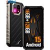 Smartphone Infrangibile Android 15, 16GB RAM+128GB ROM/512GB TF, Schermo 6.58"