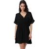 Lovable Copricostume | Caftano con Scollo a V in Viscosa | Spiaggia, Mare, Vacanza | Beachwear Donna, Nero 5 - XL