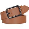 LEACOOLKEY Cintura da donna in pelle nera con classica fibbia quadrata, cintura da donna per jeans, larghezza 3,3 cm, F1-marrone, L Fit Taillenumfang 86cm-101cm(Länge120cm)