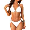 Aqua Eve Bikini da Donna con Scollo all'Americana - Costume da Bagno a Due Pezzi con Cravatta a Triangolo 2025 Costumi da Bagno Carino, Bianco, L