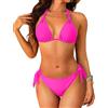 Aqua Eve Bikini da Donna con Scollo all'Americana - Costume da Bagno a Due Pezzi con Cravatta a Triangolo 2025 Costumi da Bagno Carino, Rosa Caldo, S