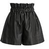 SCHHJZPJ, Pantaloncini da donna in ecopelle a gamba larga e a vita alta, colore nero, nero, M