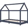 vidaXL Struttura letto per bambini in pino massiccio grigio 70 x 140 cm