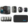 GoPro Videocamera d'azione GoPro HERO13 Black Bundle HB-Series Lens Collection, 27MP, 5.3K, Schermo tattile 2.27", Stabilizzazione HyperSmooth 6.0, TimeWarp 3.0, Wi-Fi, Bluetooth, Controllo vocale, ND4, ND8, ND16 + ND32 Nero
