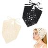 Zwenjuan 2 Pezzi Bandana Capelli All'uncinetto Vintage,fascia per capelli a triangolo Elastica Avvolgente Regolabile per Donna e Ragazze, Accessorio Capelli Decorativo per Stile Bohémien