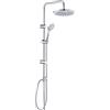 JOHO Colonna Doccia Acciaio Inox Fori Muro Regolabili, Asta Doccia Saliscendi Con Doccetta e Soffione, Set Doccia a Pioggia senza Miscelatore, ABS 20 cm, Cromo