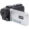 Fabater Videocamera, Registratore per Fotocamera Digitale HD 1080P 24MP con Display LCD da 3,0 Pollici con Rotazione di 270 Gradi e Zoom Digitale 18X, Videoregistratore per Vlog (grigio argento)
