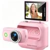 Fabater Action Camera, Fotocamera per Vlogging Portatile 4K 48MP, Schermo Ribaltabile da 2 Pollici, Fotocamere POV Indossabili con Supporto Magnetico per Vlog, TikTok, Sport, Moto (PINK)