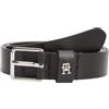 Tommy Hilfiger Donna Cintura Square Silver 2,5 cm in Pelle, Nero (Black), 85 cm