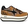 W6YZ - JUST SAY WIZZ W6YZ Deva W Sneakers Donna in Suede e Nylon Pyton Brown Black Dark Brown