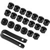 Qiilu Auto Copridadi e copribulloni, 20pcs 17mm Dado Ruota Auto Auto Protezione Vite Tappo di Copertura antifurto (Nero)