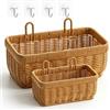 LUPATDY 2 cesti portaoggetti intrecciati in rattan, supporto da parete, cestini per frutta, dispensa, adatti per la decorazione di soggiorno, camera da letto e ufficio (S+M)