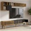 Dmora Parete attrezzata Gemini, Composizione Soggiorno, Mobile Salotto Multiuso, Armadio Porta TV, 180x35h40 cm, Noce e Antracite